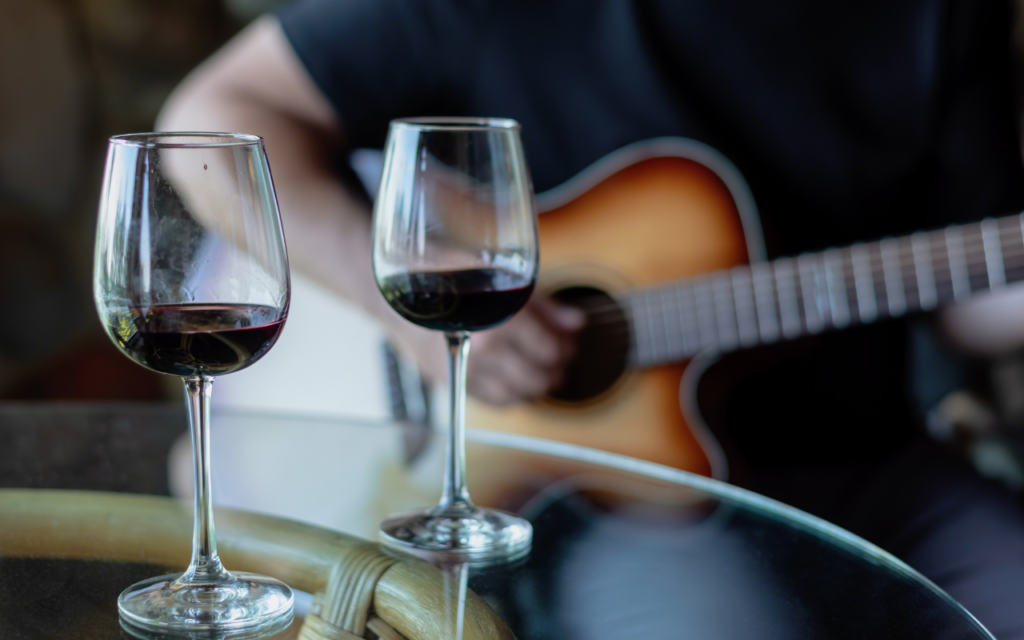 Guitar and wine